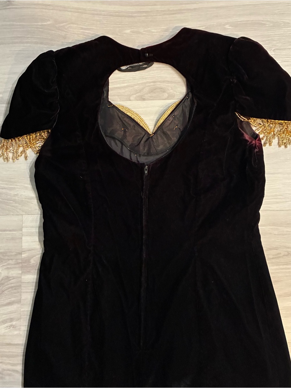 Speed Brand Vintage 80s Black Velvet Gold Beaded Party Prom dress - Picture 9 of 16